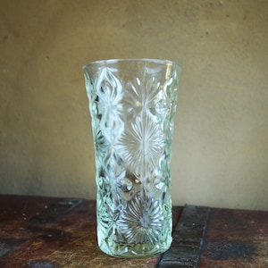 Pressed glass vase Clear glass vintage vase