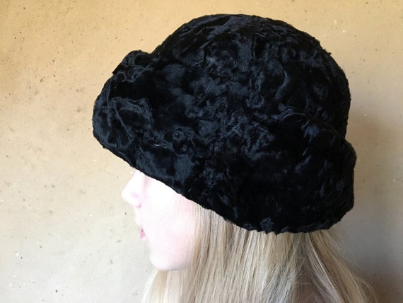 Real karakul fur hat. Russian vintage 1950s hat - image 1