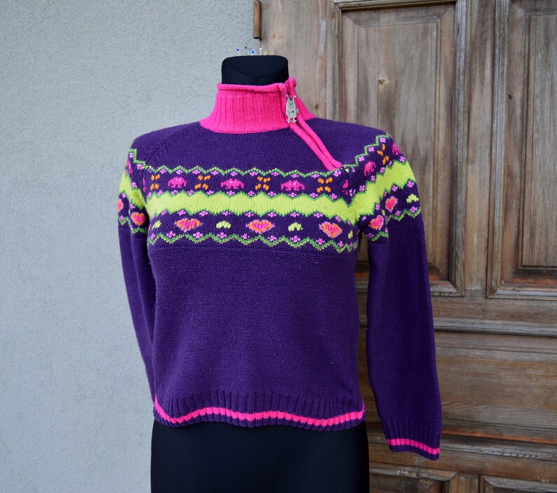 Cottagecore purple sweater. Vintage from 1990 image 7