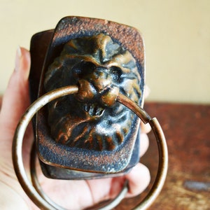 DoorKnob Vintage door knob Lion. Bronze tone front door pulls handles
