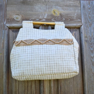Small carpet bag Beige handbag Vintage y2k bag