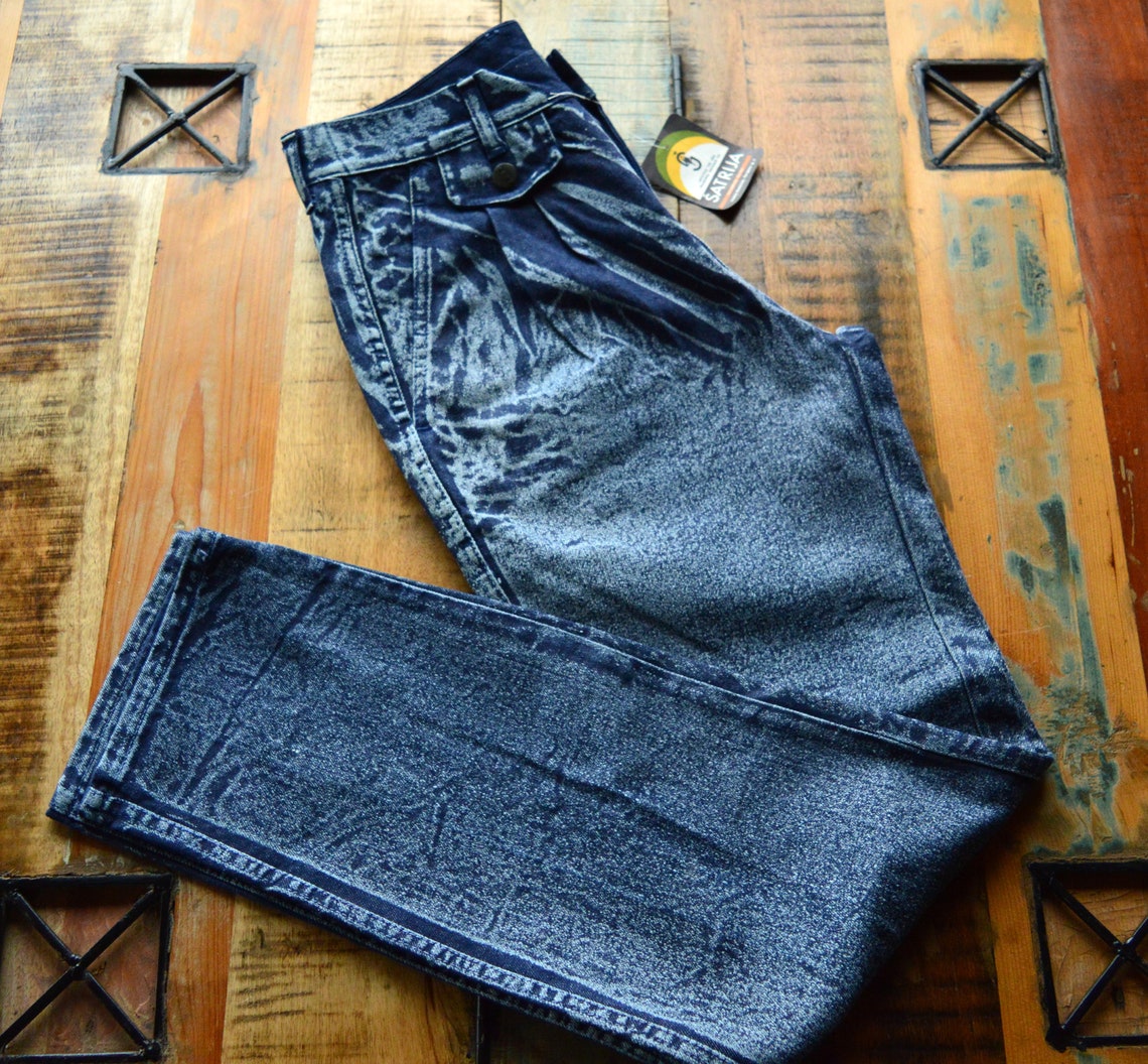 Geradebe Jeans Säure waschen Jeans Vintage hoch taillierte | Etsy