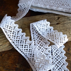 White crochet lace trim by the yard Wide cotton edging tape 5 cm / 1.96 &quot;