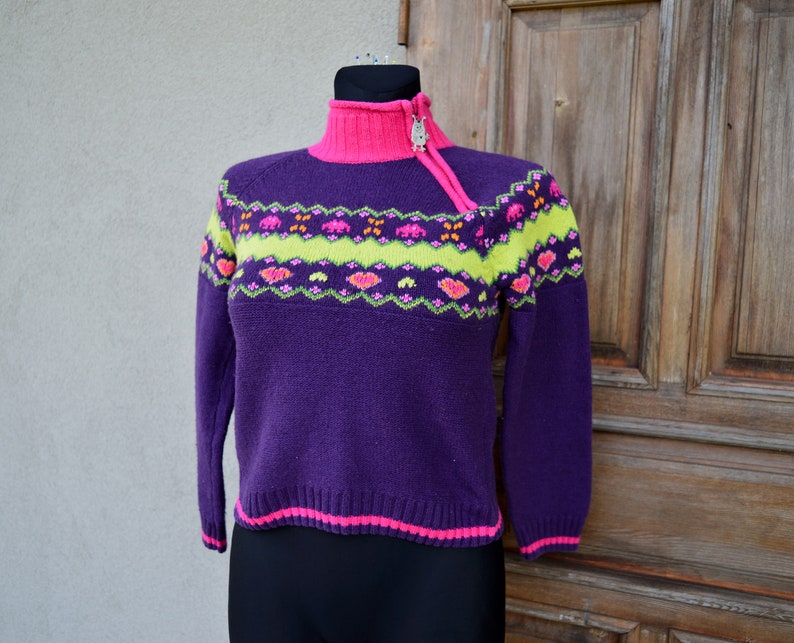 Cottagecore purple sweater. Vintage from 1990 image 8