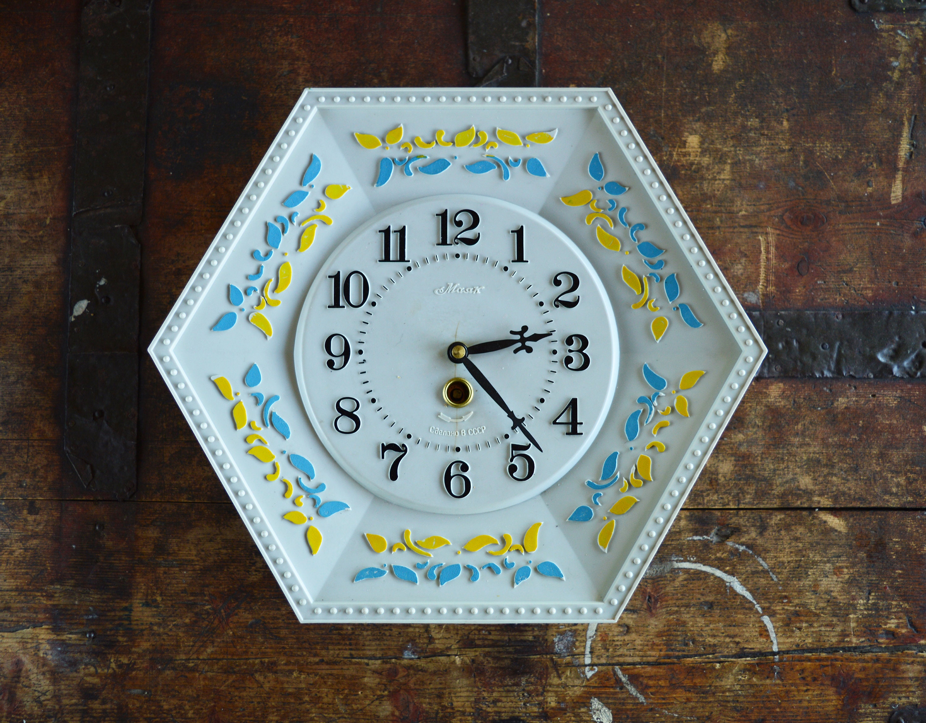 Antique Russian Wall Clock. Vintage Pale Gray Plastic Etsy