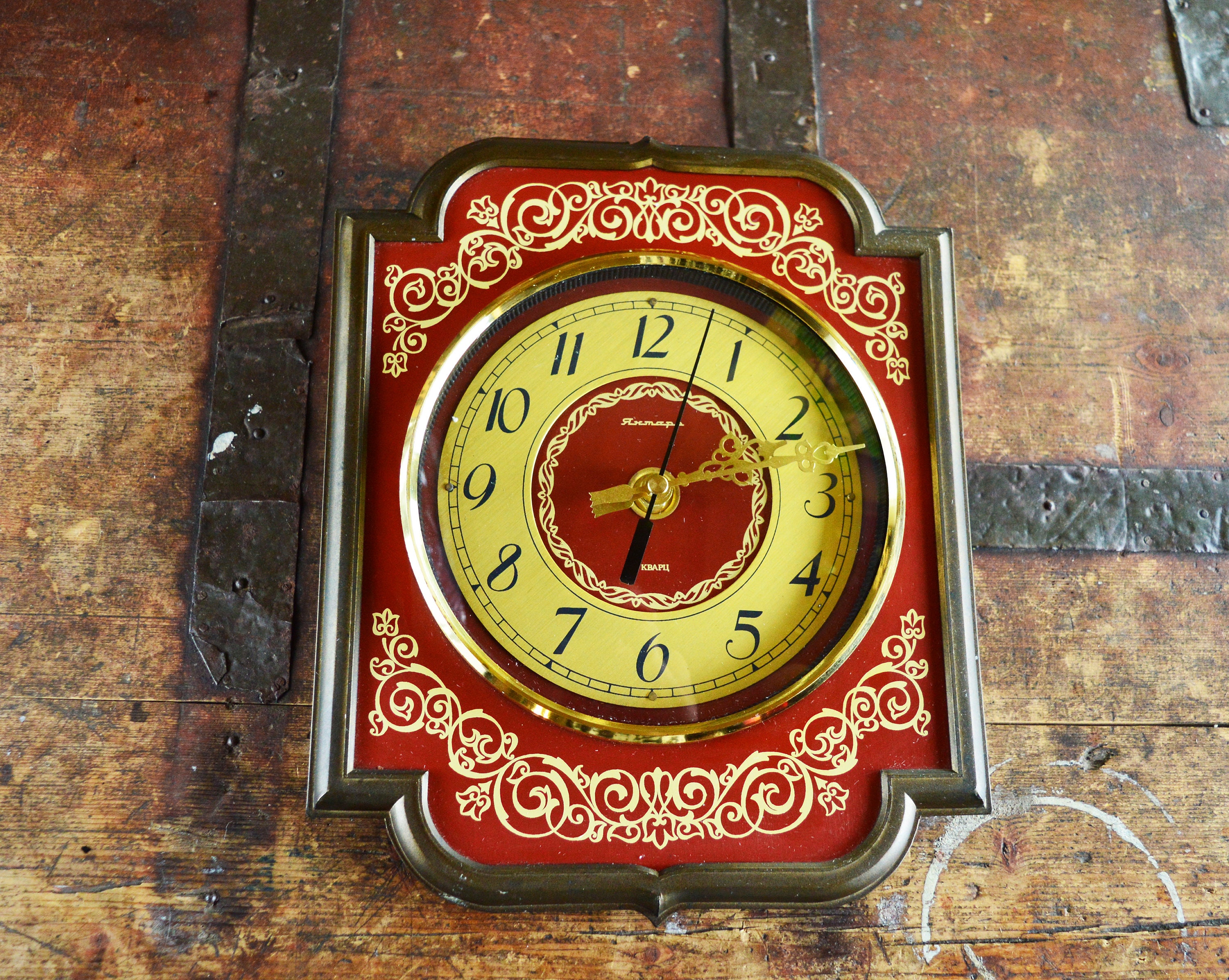 Farmhouse wall clock vintage Wooden clock Cottagecore decor Etsy