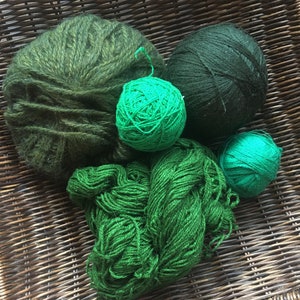 Vintage Wool Cotton Yarn Lot: Green Knitting Rug Cord - 5 Skeins