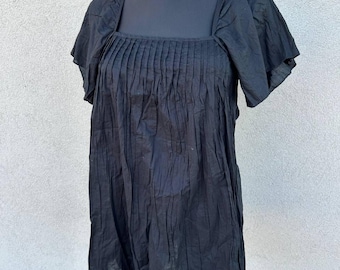 Blusa vintage de algodón negra SISLEY: Top minimalista Y2K, nuevo stock antiguo M