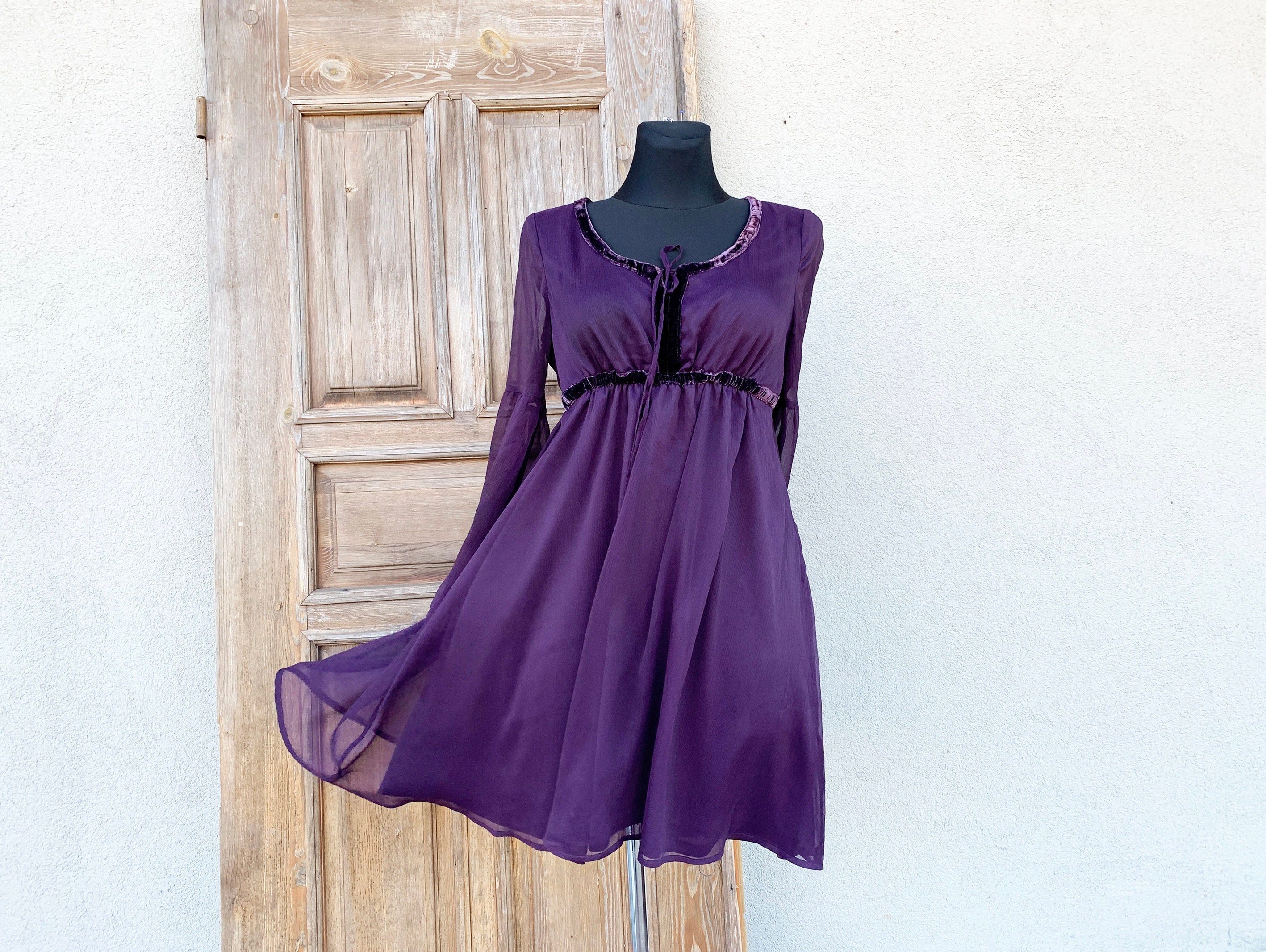 purple chiffon cocktail dress