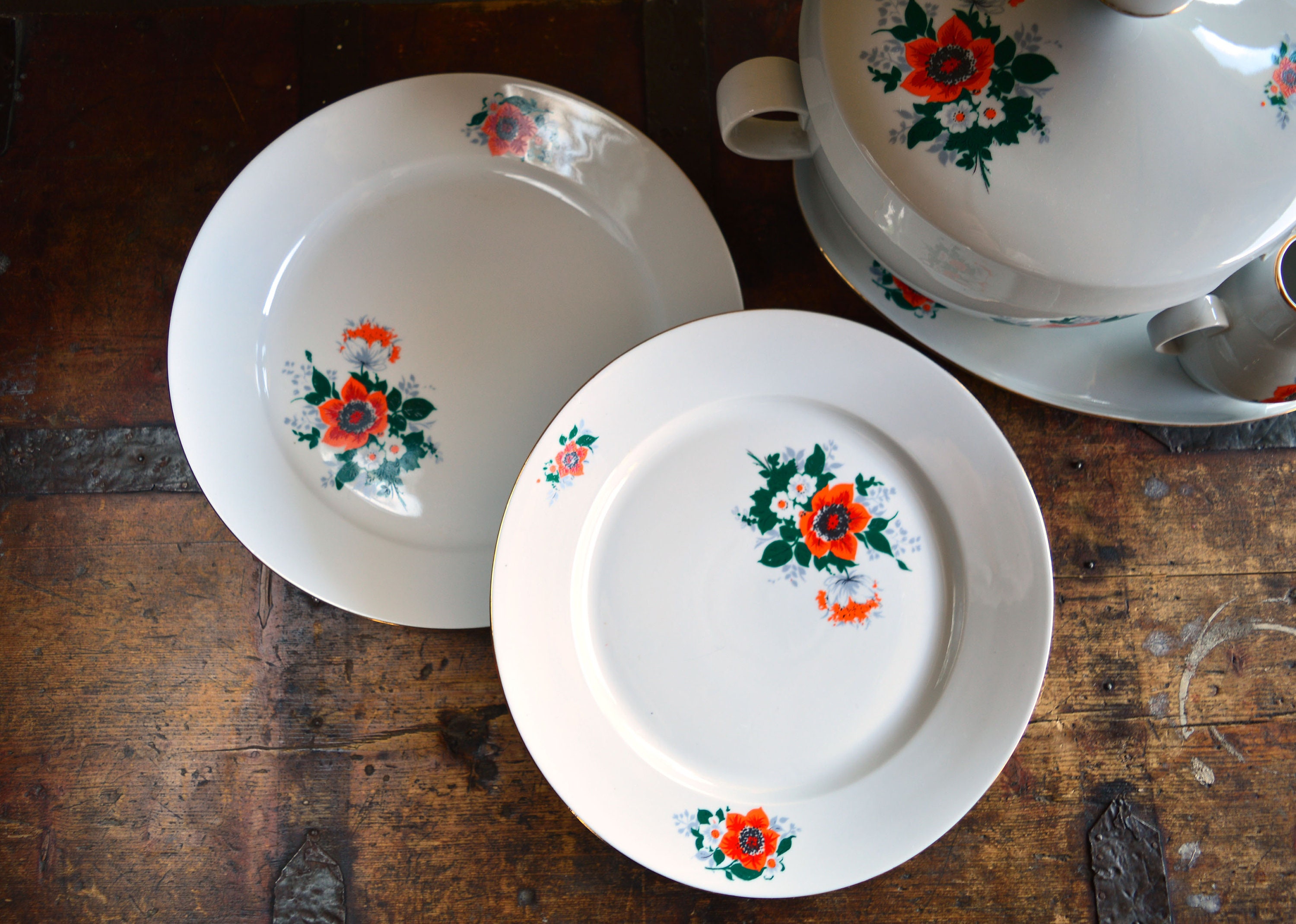 Antique Soup Tureen & Dinner Plates Set Vintage Etsy