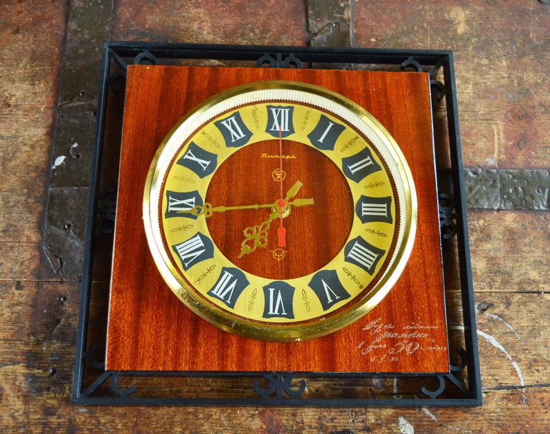 Farmhouse wall clock vintage Square wooden clock Cottagecore Etsy