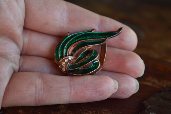 Emerald green inlay scarf clip Cardigan collar cl… - image 4