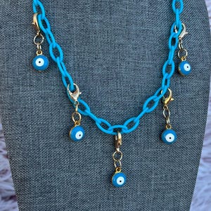 Blue Evil Eye Charm Necklace