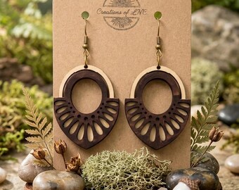 Geometric Round Basswood Earrings | Small Batch Lightweight Wood Jewelry