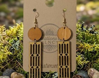 Geometric Bar Basswood Earrings | Small Batch Lightweight Wood Jewelry
