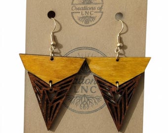 Red Rock Chevron Basswood Earrings | Small Batch Lightweight Wood Jewelry