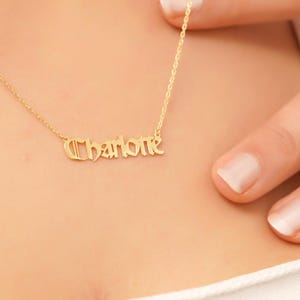 Collier prénom gothique en argent sterling plaqué or, cript, cadeau personnalisé