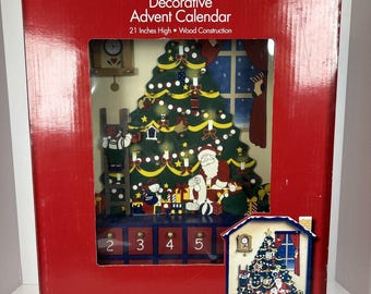 Calendario de Adviento decorativo HOLIDAY LIVING de 21 pulgadas de alto, madera n.° 52359, nuevo