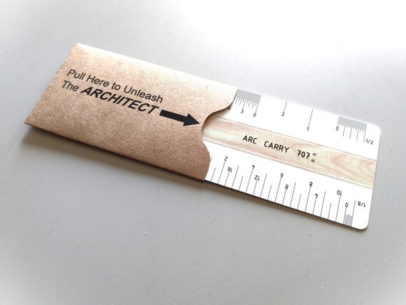 Architect Christmas Card: Arc Carry Scale with Pull Here to Unleash the Architect + Envelope