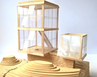Vintage Architectural Model on the Beach Hand Crafted by Architectural Office