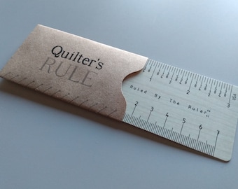 Quilter's RULE- Saying on Card Sleeve with a Small Wallet Pocket Ruler Inside - Quilting, Seamstress, Tailor, Sewing