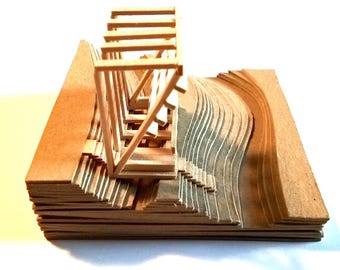 Vintage Architectural Topographic Model Hand Crafted by Architectural Office