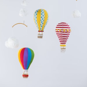 Hot Air Balloon kinetic crib mobile for a baby boy or girl for travel theme nursery