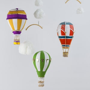 Hot Air Balloon kinetic crib mobile for a baby boy or girl travel themed nursery