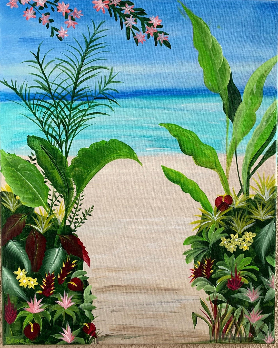 Tropical Paradise. Original Art. Acrylic on Stretched Canvas. - Etsy UK