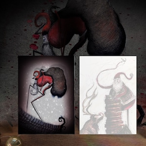 Creepy Christmas Cards | Gothic Holiday Cards for Horror Lovers | Unique Dark Christmas Stationery |  Santa on roof