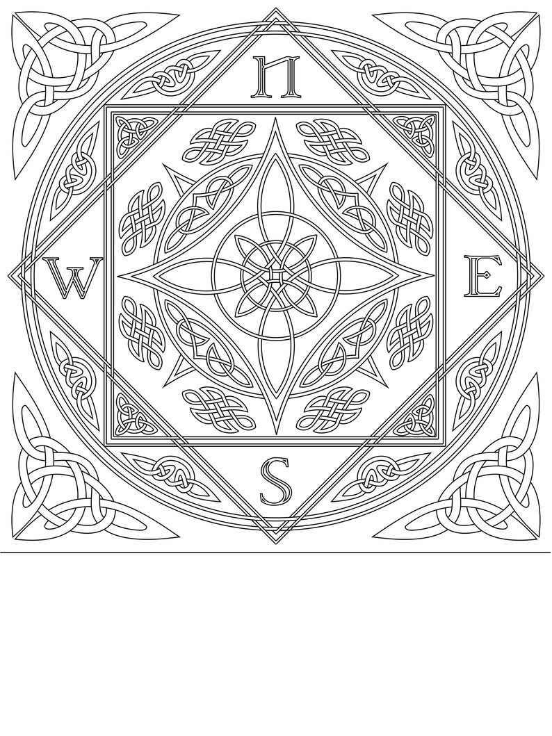 Celtic Compass Coloring Poster (multiple Sizes) - Etsy