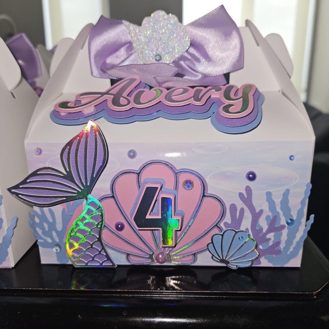 Personalized Mermaid Favor Boxes | Under the Sea Birthday Party Decor ...