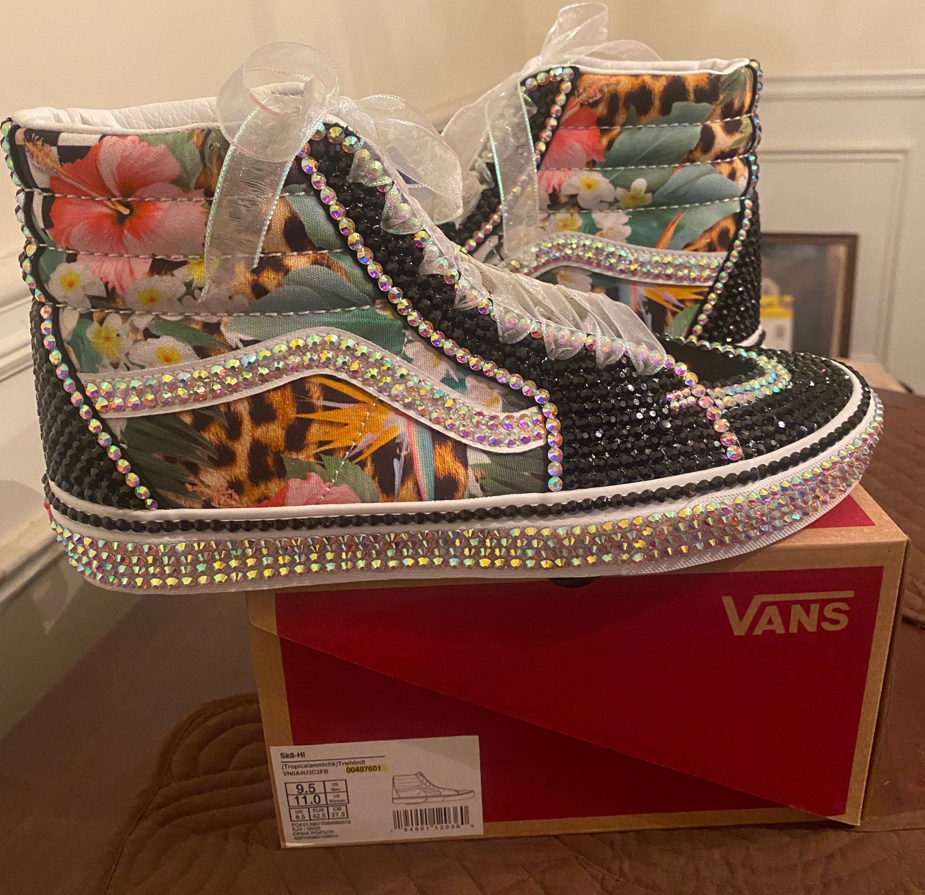Vans Skool Rhinestone High-Top Custom Rhinestone Vans Sneakers | Etsy