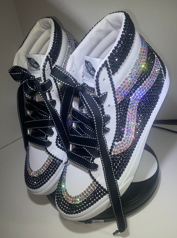 High-top Custom Rhinestone Vans Sneakers - Etsy
