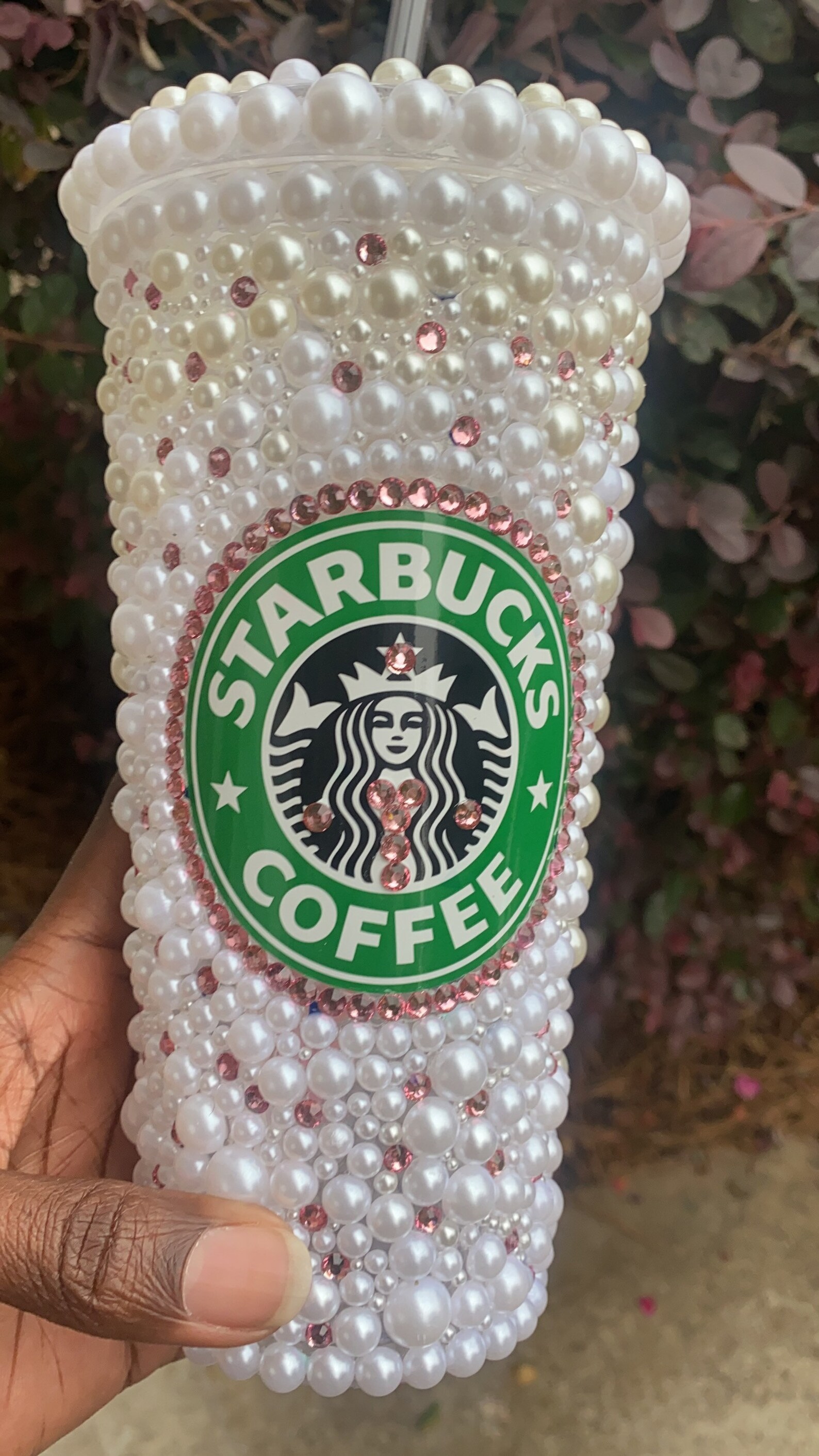 Custom Bling Rhinestone and Pearl Starbucks Tumbler Etsy