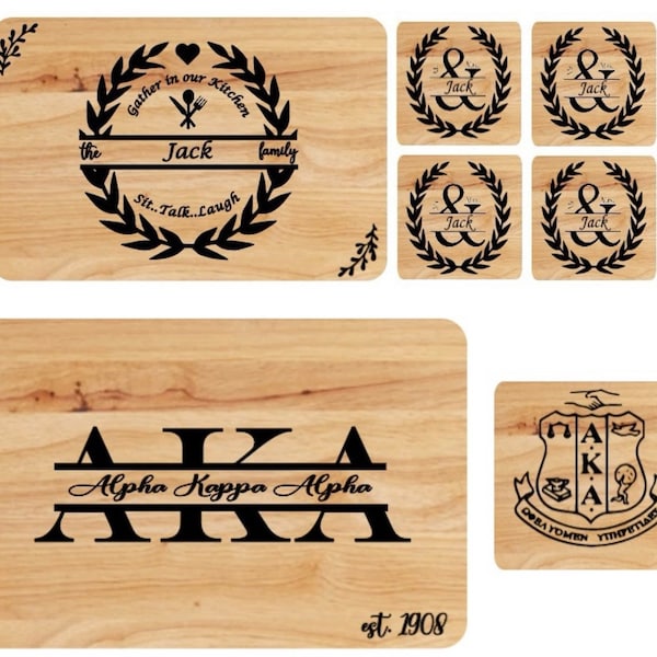 Custom Wood Burn Cutting Board and Coasters