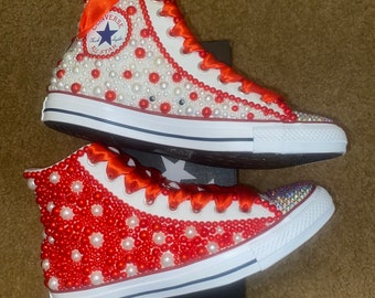 Custom Bling Pearl Chuck Taylor Converse Allstars Shoes