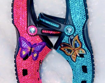 Butterfly Custom Bling Bedazzled Rhinestone Crocs Shoes