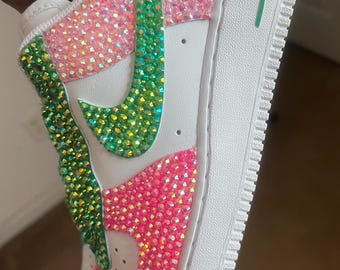 Custom Bling Rhinestone Nike Air Force Ones, Bedazzled Nikes, Custom Sneakers, Blinged AF1s