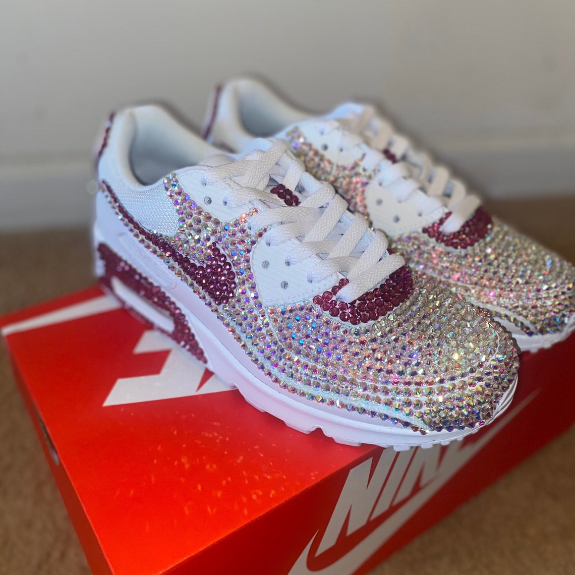 Custom Bling Rhinestone Nike Air Max Sneakers Shoes Etsy