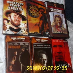 VHS Clint Eastwood Package Absolute Power The Outlaw Josey Wales  Unforgiven  High Plains Drifterd  The Good, The Bad The Ugly Blood Work