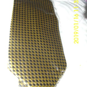Lidalia 100 Percent Silk Neck Tie Gold Black Herringbone Check Classic Length image 3