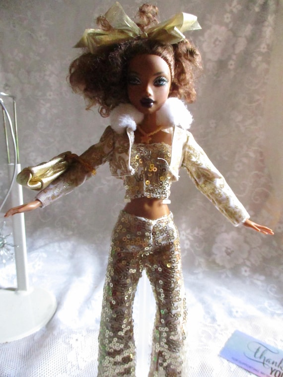 My Scene Madison Doll: Golden Bling Outfit, Red Gown & Shoes - Etsy