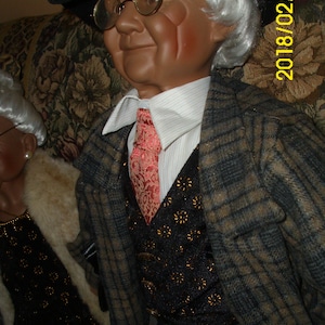 Vintage Brown Porcelain Set of Dolls LUIS and His Wife White Haired