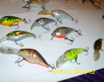 Collectible Fishing Lures: Minnow Crank Bait Set of 9