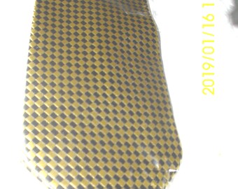 Lidalia 100 Percent Silk Neck Tie  Gold Black Herringbone Check Classic Length