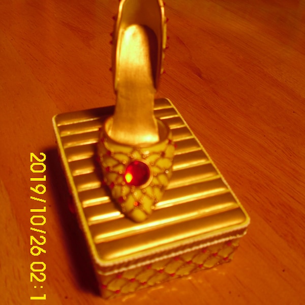Hamilton High Heel Shoe Royal Radience The Imperial Shoe Collection  on Stand Yellow Red Fine Porcelain