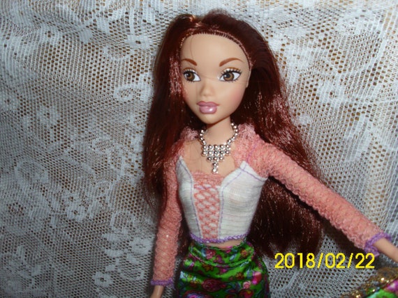 Barbie Doll My Scene Chelsea Doll/'s Halter Dress Vintage Floral Print Outfit