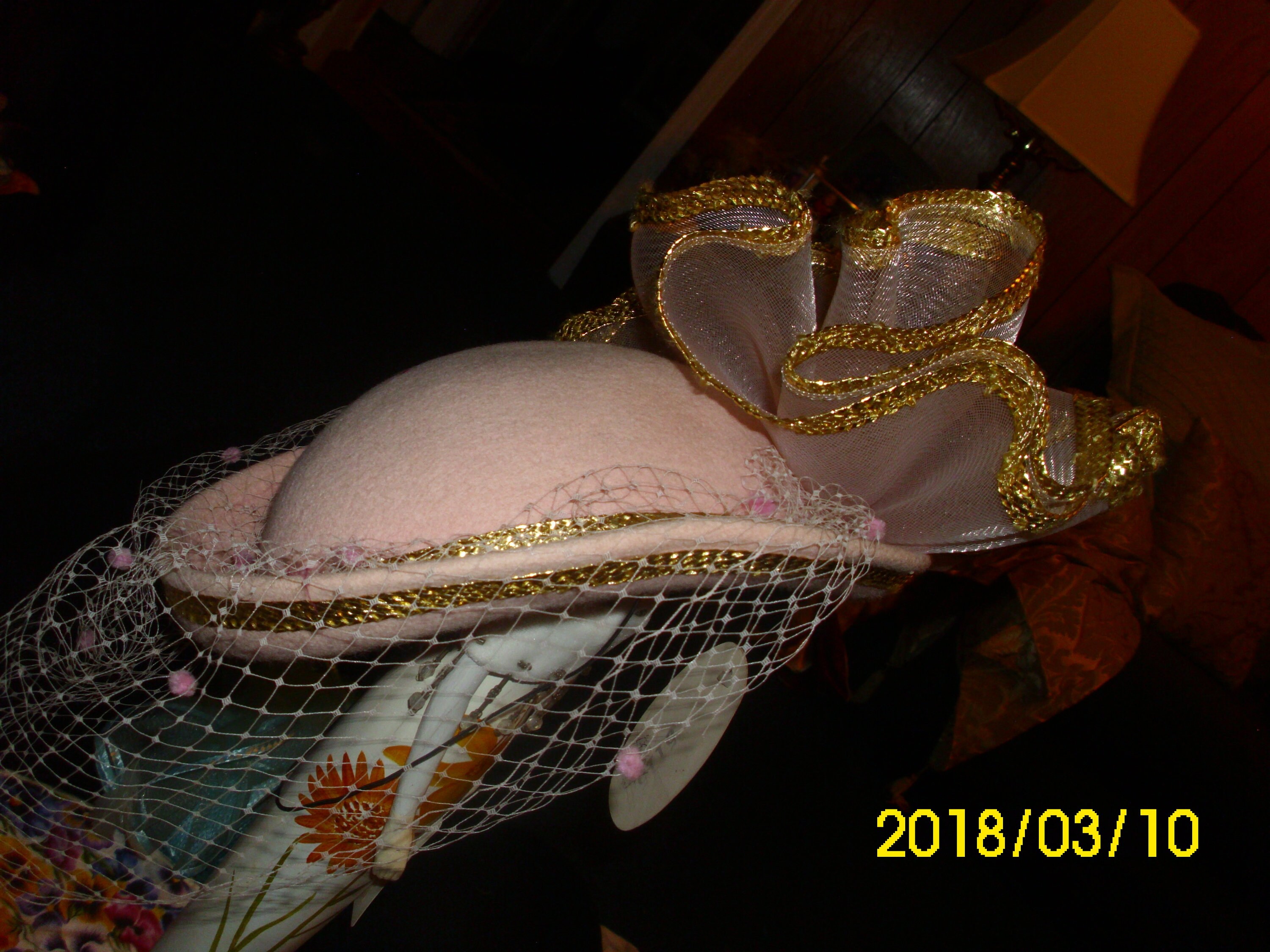 Vintage Pink Wool Hat: Gold Trim Church Fascinator - Etsy 