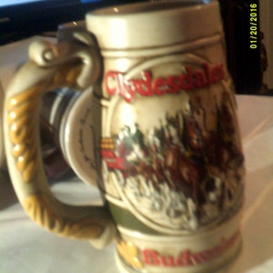 Vintage Budweiser &quot;Clydesdale&quot; Anheuser Busch 1983 Promotional Products 24 Ceramarte Beer Stein Brazil